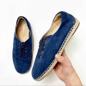 Vionic Sandy Suede Lace-Up Espadrilles Shoes in Navy